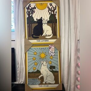 Tarot Cat Wall Art Duo - The Lovers & The Star